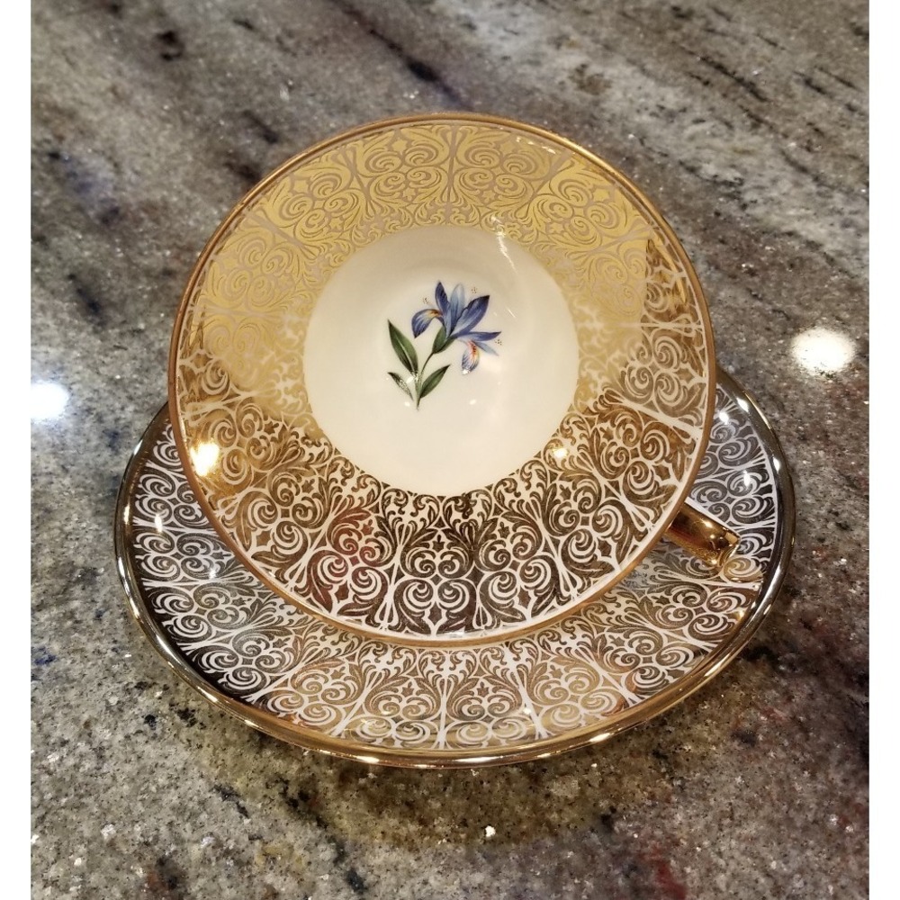 Vintage Winterling Footed Cup and Saucer Lilly Design